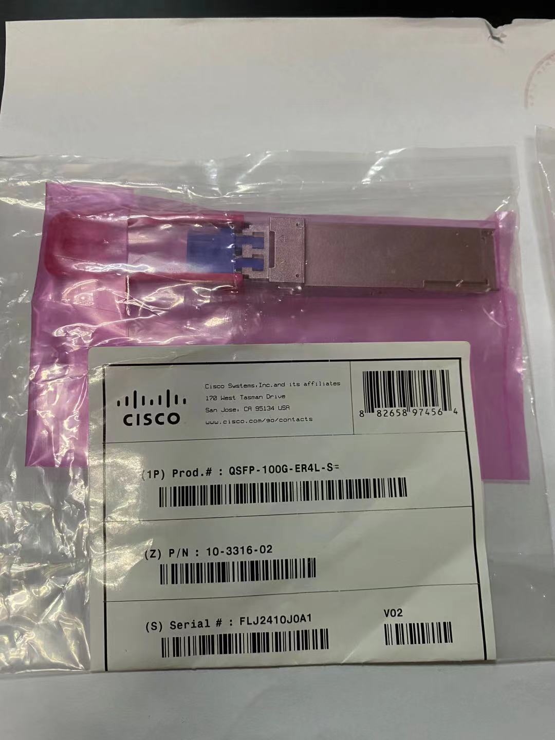 思科 Cisco QSFP-100G-ER4L-S= 光纤模块